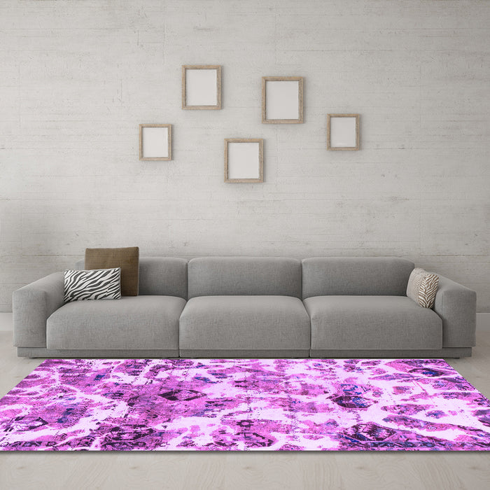 Machine Washable Abstract Purple Modern Area Rugs in a Living Room, wshabs836pur
