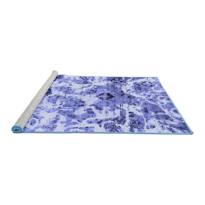 Sideview of Machine Washable Abstract Blue Modern Rug, wshabs836blu