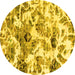 Round Abstract Yellow Modern Rug, abs836yw