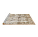 Sideview of Machine Washable Abstract Gold Rug, wshabs837