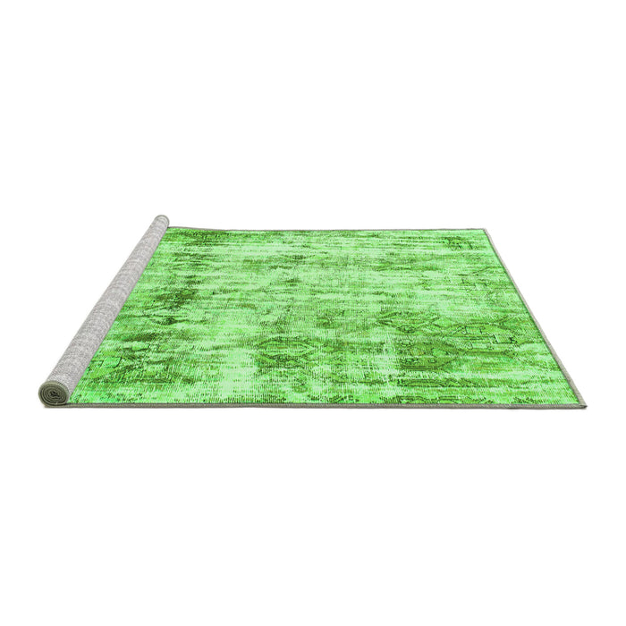 Sideview of Machine Washable Abstract Green Modern Area Rugs, wshabs837grn