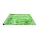 Sideview of Machine Washable Abstract Green Modern Area Rugs, wshabs837grn