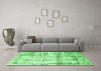 Machine Washable Abstract Emerald Green Modern Rug, wshabs837emgrn