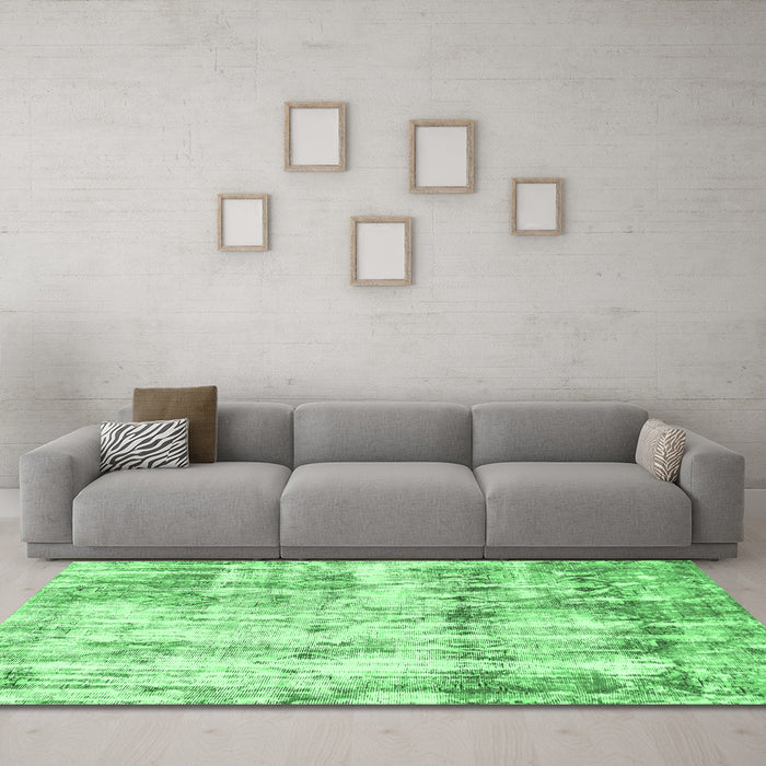 Machine Washable Abstract Emerald Green Modern Area Rugs in a Living Room,, wshabs837emgrn