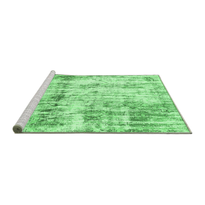 Sideview of Machine Washable Abstract Emerald Green Modern Area Rugs, wshabs837emgrn