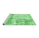 Sideview of Machine Washable Abstract Emerald Green Modern Area Rugs, wshabs837emgrn