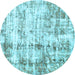 Round Abstract Light Blue Modern Rug, abs837lblu