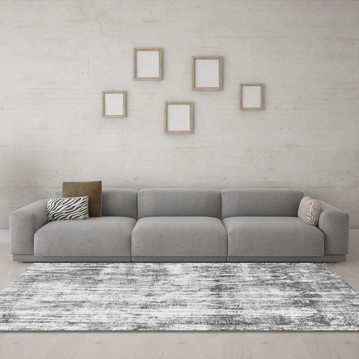 Machine Washable Abstract Gray Modern Rug in a Living Room,, wshabs837gry