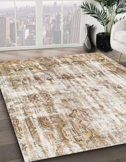 Machine Washable Abstract Gold Rug in a Family Room, wshabs837