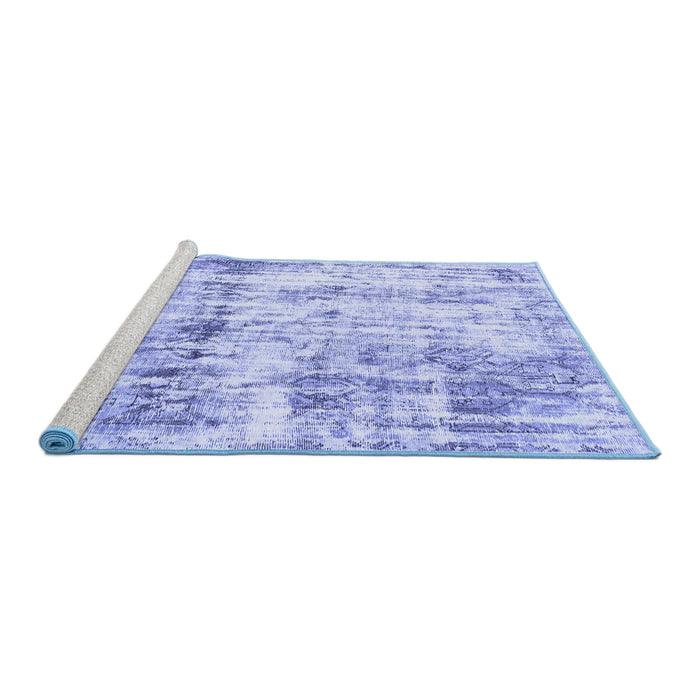 Sideview of Machine Washable Abstract Blue Modern Rug, wshabs837blu