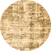 Round Abstract Brown Modern Rug, abs837brn