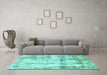 Machine Washable Abstract Turquoise Modern Area Rugs in a Living Room,, wshabs837turq