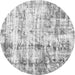 Round Abstract Gray Modern Rug, abs837gry