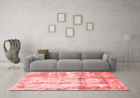 Machine Washable Abstract Red Modern Rug, wshabs837red