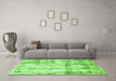 Machine Washable Abstract Green Modern Area Rugs in a Living Room,, wshabs837grn