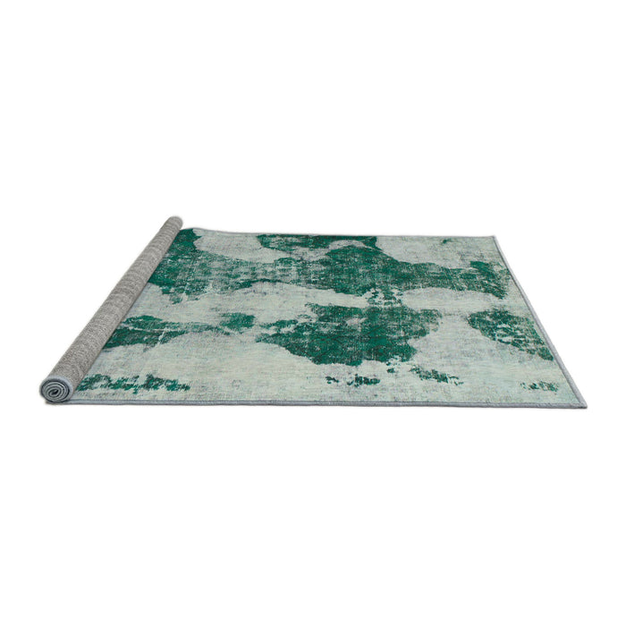 Sideview of Machine Washable Abstract Powder Blue Rug, wshabs838