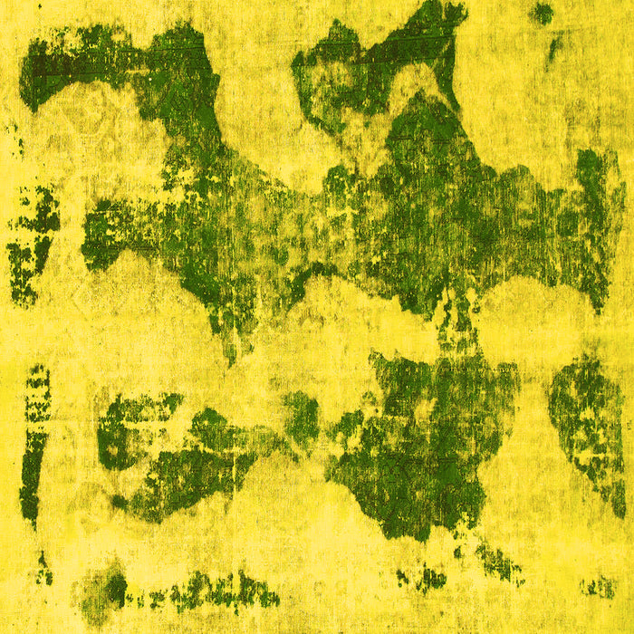 Square Machine Washable Abstract Yellow Modern Rug, wshabs838yw