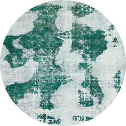 Round Abstract Powder Blue Modern Rug, abs838