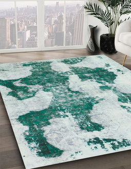 Abstract Powder Blue Modern Rug in Family Room, abs838
