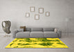 Machine Washable Abstract Yellow Modern Rug in a Living Room, wshabs838yw