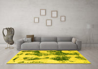 Machine Washable Abstract Yellow Modern Rug, wshabs838yw