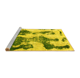 Sideview of Machine Washable Abstract Yellow Modern Rug, wshabs838yw