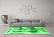 Machine Washable Abstract Green Modern Area Rugs in a Living Room,, wshabs838grn