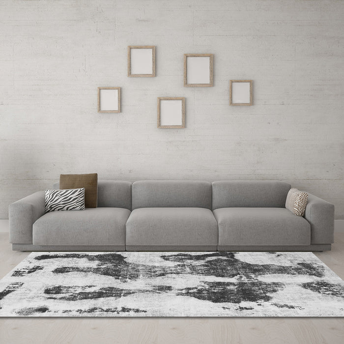 Machine Washable Abstract Gray Modern Rug in a Living Room,, wshabs838gry