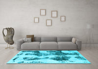 Machine Washable Abstract Light Blue Modern Rug, wshabs838lblu