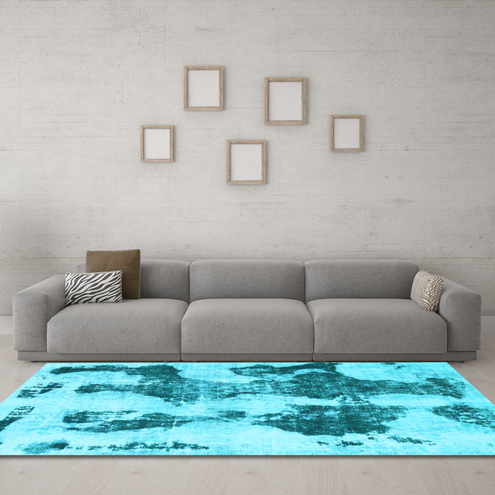 Machine Washable Abstract Light Blue Modern Rug in a Living Room, wshabs838lblu