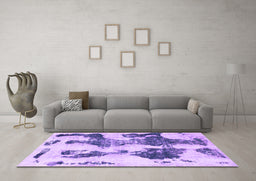 Machine Washable Abstract Purple Modern Area Rugs in a Living Room, wshabs838pur