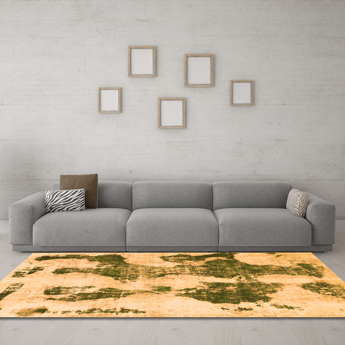 Machine Washable Abstract Orange Modern Area Rugs in a Living Room, wshabs838org