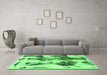 Machine Washable Abstract Emerald Green Modern Area Rugs in a Living Room,, wshabs838emgrn