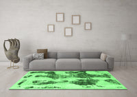 Machine Washable Abstract Emerald Green Modern Rug, wshabs838emgrn