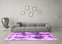 Machine Washable Abstract Pink Modern Rug, wshabs838pnk