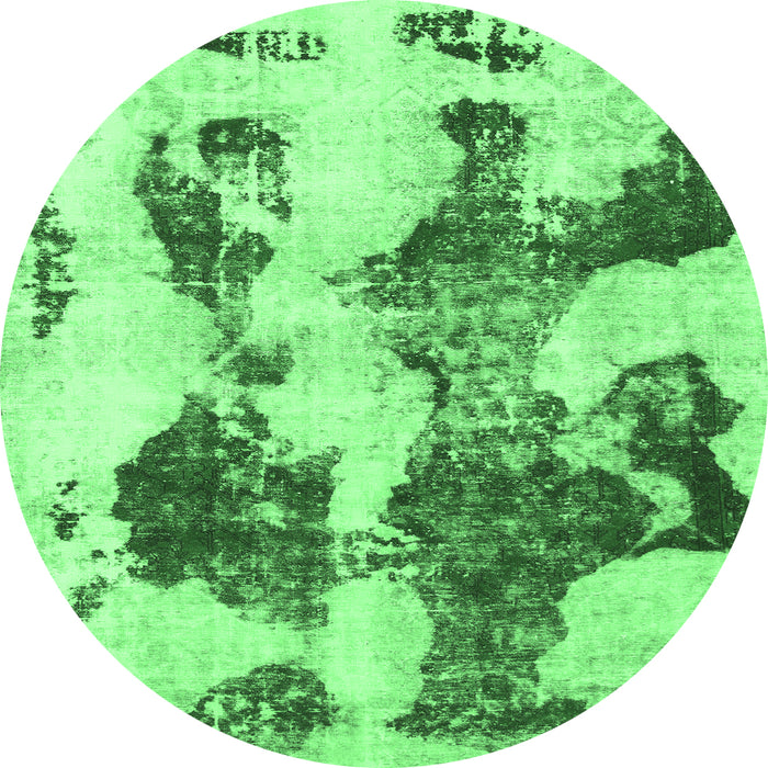 Round Abstract Emerald Green Modern Rug, abs838emgrn