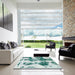 Square Abstract Powder Blue Modern Rug in a Living Room, abs838