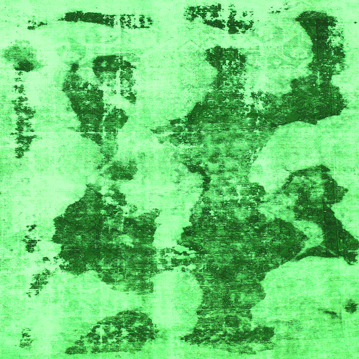 Square Machine Washable Abstract Green Modern Area Rugs, wshabs838grn