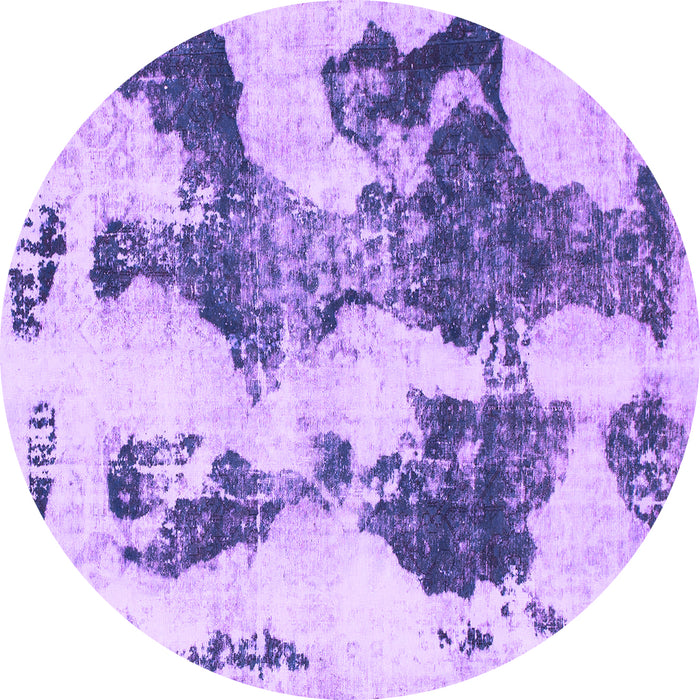 Round Abstract Purple Modern Rug, abs838pur