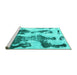 Sideview of Machine Washable Abstract Turquoise Modern Area Rugs, wshabs838turq