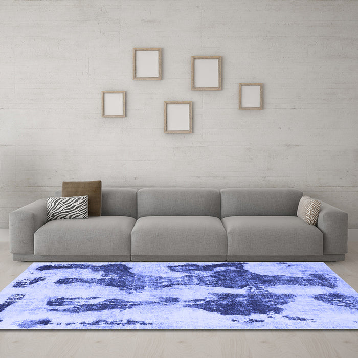 Machine Washable Abstract Blue Modern Rug in a Living Room, wshabs838blu