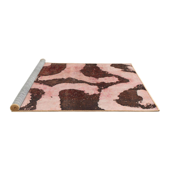 Sideview of Machine Washable Abstract Chestnut Brown Rug, wshabs839