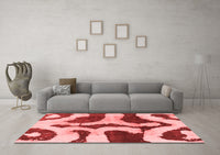 Machine Washable Abstract Red Modern Rug, wshabs839red