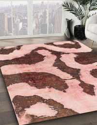 Abstract Chestnut Brown Modern Rug, abs839