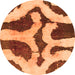 Round Abstract Orange Modern Rug, abs839org