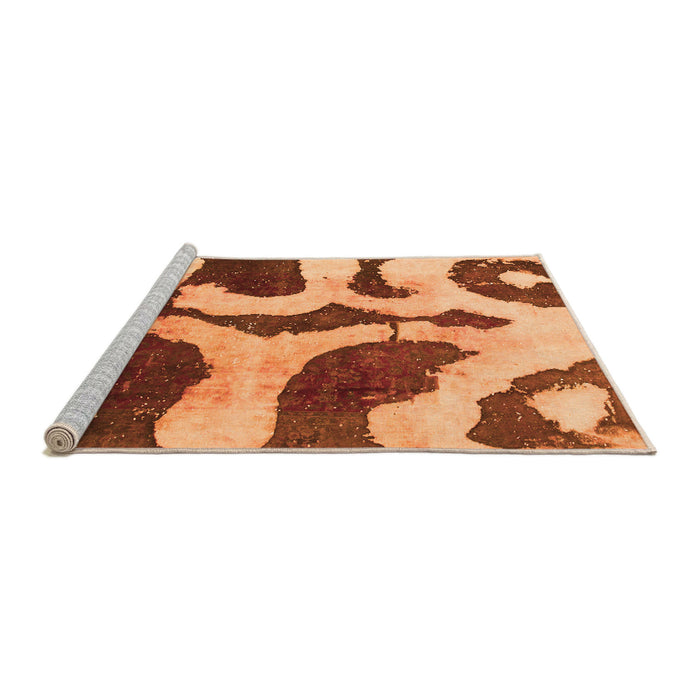 Sideview of Machine Washable Abstract Orange Modern Area Rugs, wshabs839org