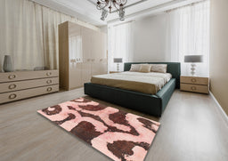 Abstract Chestnut Brown Modern Rug in a Bedroom, abs839