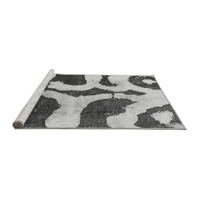 Sideview of Machine Washable Abstract Gray Modern Rug, wshabs839gry