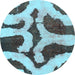 Round Abstract Light Blue Modern Rug, abs839lblu