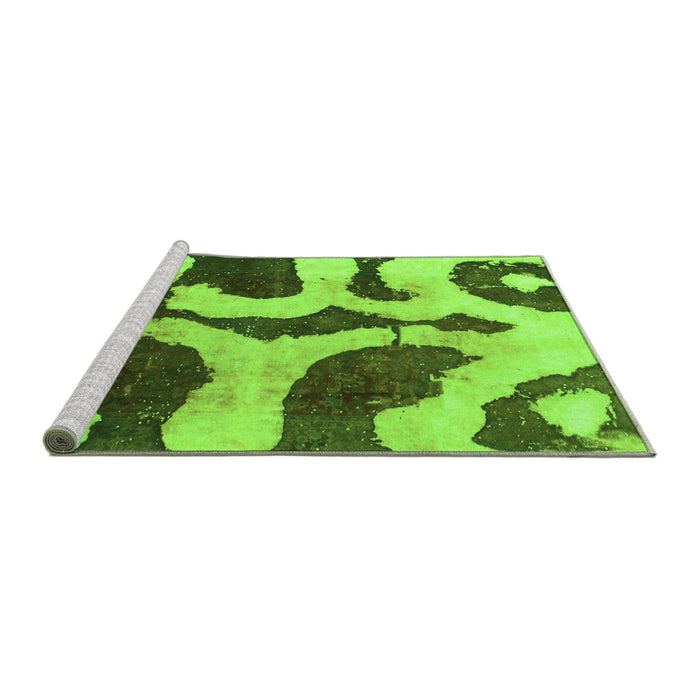 Sideview of Machine Washable Abstract Green Modern Area Rugs, wshabs839grn